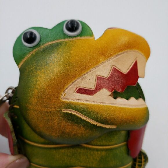 Dino Alligator Handmade Cool Reptile Gift Leather Wristlet Wallet Zip Coin Purse - Picture 2 of 12